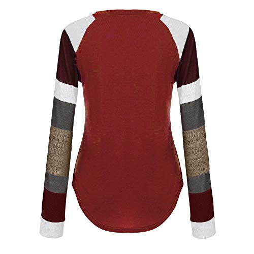 Londony ♪❤ Clearancesales,Women's Fashion Scoop Neck Color Block Plain Swing Tunic Top Casual T Shirt Blouse - Thumbnail 2