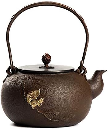 お茶を作るための沸騰水のためのコーティングされていない象眼細工の鉄鍋や鋳鉄ポットは ポット非常にタイトです 鋳鉄製のやかん Color Iron Size 21 5x18 5x9 5cm マーケティング Cast