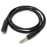 TISINO 1/4 Inch Male to Female Stereo Extension Cable Gold Plated Quarter inch Headphone Extension Cable Cord- 6FT/1.8 Meters