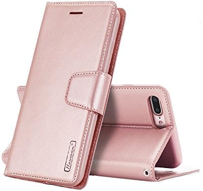 iPhone 6 Plus/6s Plus Genuine Leather Wallet Case, with Kickstand Card Slot Magnetic Closure Protective Flip Cover for Apple iPhone 6 Plus/6s Plus TXOZOA (Rose Gold)