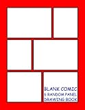 Blank Comic Drawing Book - 6 Random Panels: Red - 6 Random Panels per Page - 600 Panels - Great Qual by Life Notebooks