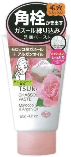 Tsururi Ghassoul Face Wash Paste Black Head Remover 120g - Rose moist (Harakjuku Culture Pack)