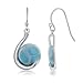 Sterling Silver Larimar Blue Earrings for Women - Natural Larimar Jewelry for Women - Beautiful Blue Larimar Stones - Hypoallergenic Dangle Round Larimar Earrings for Women