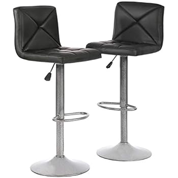 BestOffice Bar Stools Set of 2 Counter Height Swivel Stool PU Leather Modern Height Adjustable Swivel Barstools Hydraulic Chair Bar Stools