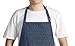 CHAMA 65% Polyester 35% Cotton Blue Pinstripes Adjustable Neck Strap Long Tie 2 Pockets Bib Apron For Men,Women Chef Baker Cooking Craft Garden Half Aprons for Servers Craftsmen -2 Pack (Blue)