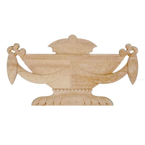 MUXSAM Wood Carved Appliques, 1-Pack Unpainted Center Woodcarvings Decals Onlays for Mirrors Walls Doors Cabinet Dresser Mantel Fireplace Bed Cupboard Wardrobe Frame Decoration DIY Project, Style-B