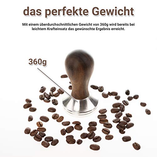 NOUTEN® Premium Espresso Tamper Set 57mm - Kaffeestampfer aus Edelstahl mit einem elegant geformten Echtholzgriff… – Bild 5