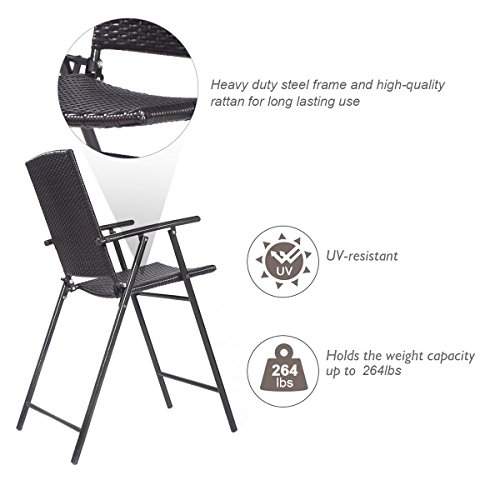 Tangkula 4 Piece Folding Patio Chairs, Lightweight Portable Foldable