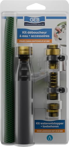 GEB Kit sbocco ad acqua sotto pressione senza prodotti chimici, inodore e riutilizzabile. Dimensioni Ø32-40 mm + accessori