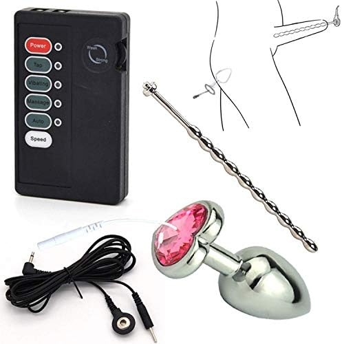 PLFEOA Top Toys Electro M-assager P-rostate G spotter Amal Plug E-lectric Shock Male U-rethral P'Enis Mastur.bation Sex Tshirt Toys for Men s,Kits D Add Host