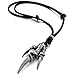 INBLUE Men,Women's Alloy Genuine Leather Pendant Necklace Silver Tone Black Dragon Claw Adjustable 16~26 Inch Chain