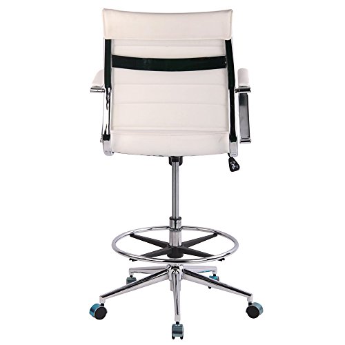 Poly and Bark Tremaine Drafting Chair in Vegan Leather, White - Thumbnail 4