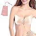 (New Version)Adhesive Bra,Womens Rope Adjustable Strapless Self Adhesive Invisible Push Up Silicone Bras with Drawstring,Nude,Cup C