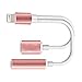 2 in 1 Lightning to 3.5mm Aux Audio Adapter for iPhone 7 / 7 Plus, Sprtjoy 3.5mm Earphone Jack Extender Stereo Connector and Lightning Charging Converter (Rose gold)