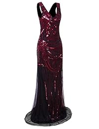 Vijiv 1920 vestido de fiesta largo de graduación dama estilo sirenita de lentejuelas