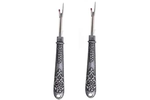 Leanockesa 2Pcs Antique Silver Vintage Seam Ripper, Heavy Duty Metal Thread Remover and Sewing Unpicker Tool, Professional Se