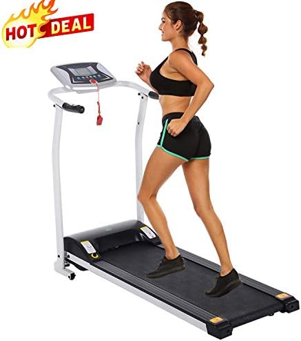 Folding Treadmill Electric Motorized Power Walking Jogging Running Exercise Fitness Machine Trainer Equipment for Home Gym Office Space Saver Easy Assembly