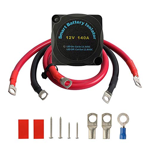 Dual Battery Isolator Kit HORSMILE 12V 140Amp Voltage Sensitive Relay & Wiring Cable Kit