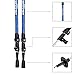 Himal Outdoors 2 PCS Adjustable Travel Hiking Walking Stick Trekking Pole with EVA Foam Handle,Quick Adjust Flip-lock - Cork Grip, Padded Strap (Blue-Silver)