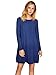 Romwe Long Sleeve Dresses Women's Spring Fall Casual Tunic Gradient Swing Hem T-Shirt Dress 0-Dark Blue Small