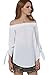 ROMWE Women's Off The Shoulder Knotted Long Sleeve Loose Blouse White M