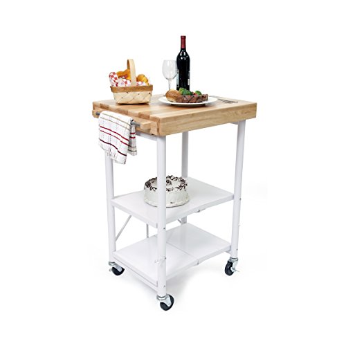 Origami RBT04 Foldable Kitchen Island Cart, White