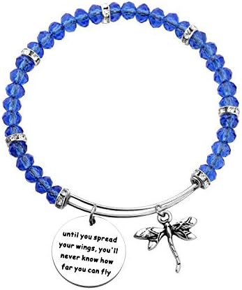 AKTAP Inspirational Jewelry Until You Spread Your Wings You'll Never Know How Far You Can Fly Dragonfly Charm Bracelet Encouragement Gifts for Her