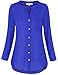 Misswor Womens Band Collar Roll/Short Sleeve Button Down Chiffon Blouse Shirt