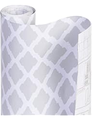 Smart Design Shelf Liner w/Adhesive - Wipes Clean - Cutable & Removable Material - Easy Peel Design - Shelves, Drawers, Flat Surfaces - Kitchen (18 Inch x 20 Feet) [Metro Gray Lattice]