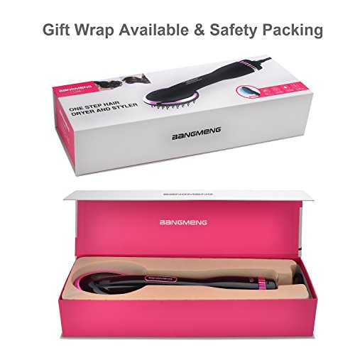BANGMENG One Step Dryer & Styler Hot Air Paddle Brush | Negative Ion Generator Hair Straightener For All Hair Types | Eliminate Frizzing, Tangled Hair & Knots, Promote Healthy & Shiny Hair Locks