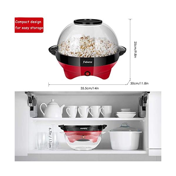 Yabano Popcorn Maker Machine, 5L Popcorn Popper, Nonstick Plate, Electric Stirring with Quick-Heat Technology, Cool…
