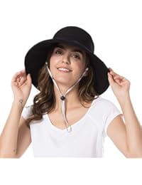 iHomey Women Wide Brim Sun Hats Foldable UPF 50+ Sun Protective Bucket Hat (Reticulated-Black)