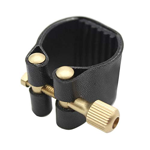 Compact Ligature Fastener for Alto Sax Saxophone Mouthpiece with Leather Clip Black