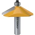 XDENGP 60 Degree Chamfer Router Bit with 9/16 Inch Cutting Length,1/2 Inch Shank Carbide Edge Forming Bevel Router Bit with Bearing, Chamfer Bit Miter Angle Milling Cutters Tool