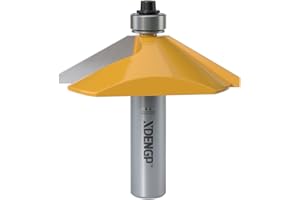 XDENGP 60 Degree Chamfer Router Bit with 9/16 Inch Cutting Length,1/2 Inch Shank Carbide Edge Forming Bevel Router Bit with Bearing, Chamfer Bit Miter Angle Milling Cutters Tool