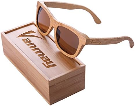 Vanmay Handcrafted Polarized Bamboo Sunglasses with Natural Color Frame