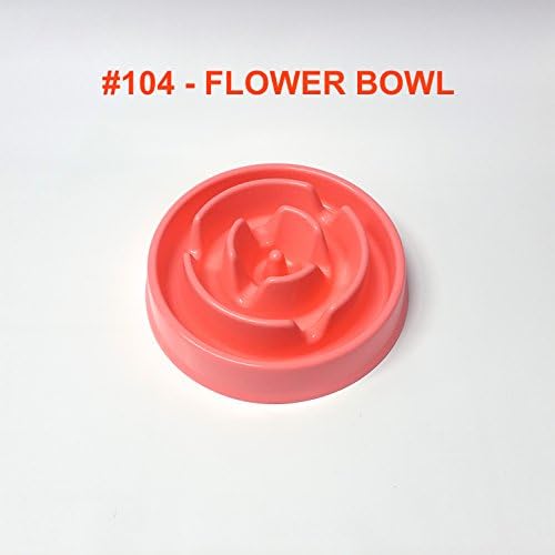 Alpha Dog Series Fun Feeder Slow Feeder Interactive Bloat Stop Dog Bowl (104 - FLOWER, ORANGE PINK)