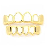 JINAO New Custom Fit 18K Gold Plated Vampire Four Open Face Gold Grillz Set For Christmas gift