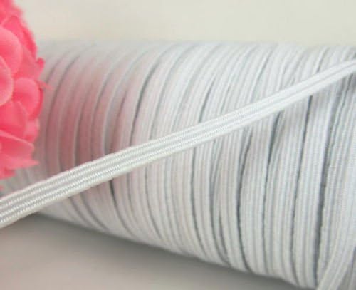 100yard White Soft Knitted Braided Elastic Sewing Notions Supplies Embellishments Decorative Wide 1/8 inch (3.0mm)
