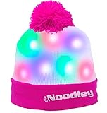 The Noodley LED Light UP Beanie Hat Pink/White Kids and Teens One Size Light Up Hat