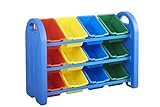 ECR4Kids 3-Tier Storage Organizer, Blue with 12 Assorted Color Bins (Misc.)