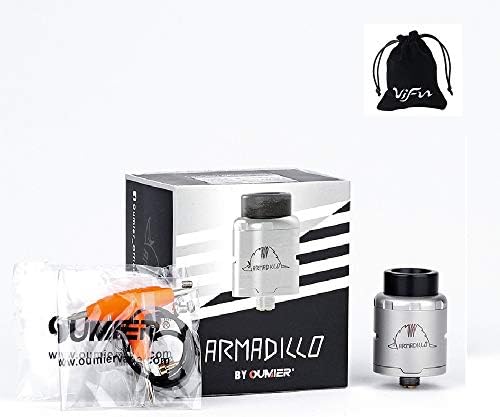 Authentic OUMIER Armadillo RDA 24mm with Unique Build Deck for Easy Dual coils Installation no Nicotine no Liquid (Silver)