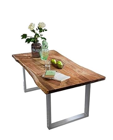 Tisch 160 x 85 cm, Platte Akazie, Gestell Stahl