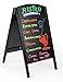 Black A-Frame Chalkboard Sidewalk Sign for Wet Erase and Traditional Stick Chalk, 21 x 34 Inch Boards Slide Out for Easy Updating