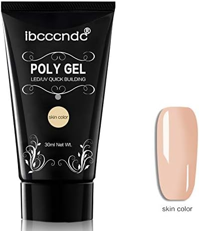Ibcccndc Poly Nail Gel Kit Enhancement System Professional Poly Builder All-in-One Extension 8 PCS Gel Nail Set with Top and Base Gel, polygel slip solution and Nail Dryer Curing Lamp (skin)