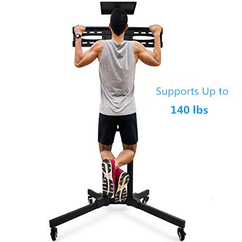 Heavy Duty Support 140 lbs TV Cart, Antistatic Coating Mobile TV Stand Fits 32-65â€ LED LCD Plasma Flat Screen 43-63â€ Adjustable Trolley-Mobile TV Mount with Wheels & 2 Organize Shelves