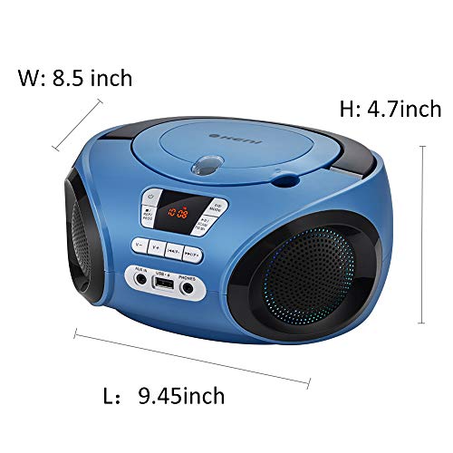 G Keni Portable CD Player Boombox with FM Radio/USB/Bluetooth/AUX Input and Earphone Jack Output