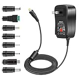 34W Universal AC DC Adapter Trohestar Multi Voltage Switching Replacement Power Supply with 8 Selectable Adapter Tips& Micro USB Plug for 3V to 12V Household Electronics LED Strip Light - 2000mA Max