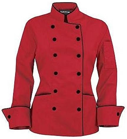 Long Sleeves Women's Ladies Chef's Coat Jacket (XS (For Bust 32-34), Red)