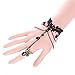 QTMY Black Gothic Style Lace Ring Chain Bracelet Party Jewelry Set for Women